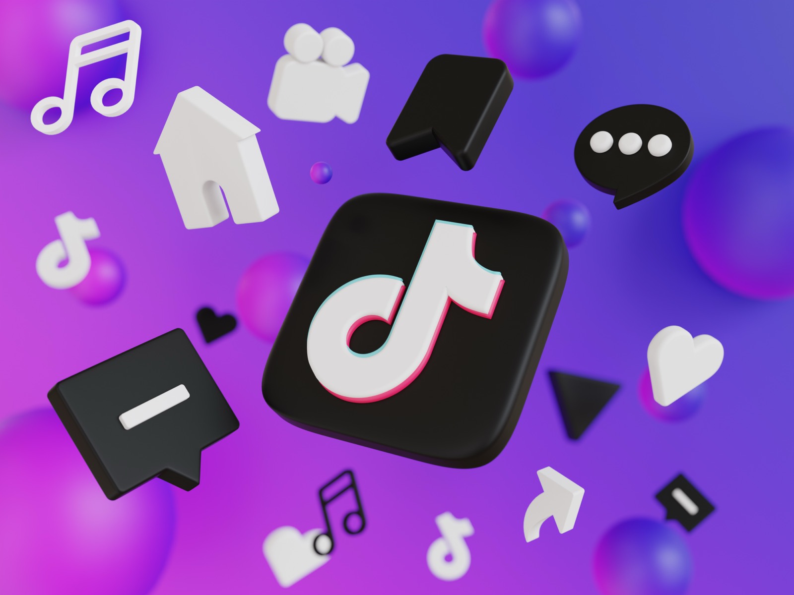 TikTok logo and social media icons illustrating TikTok marketing for stylists and salon suite owners