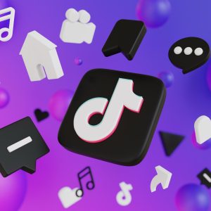 TikTok logo and social media icons illustrating TikTok marketing for stylists and salon suite owners